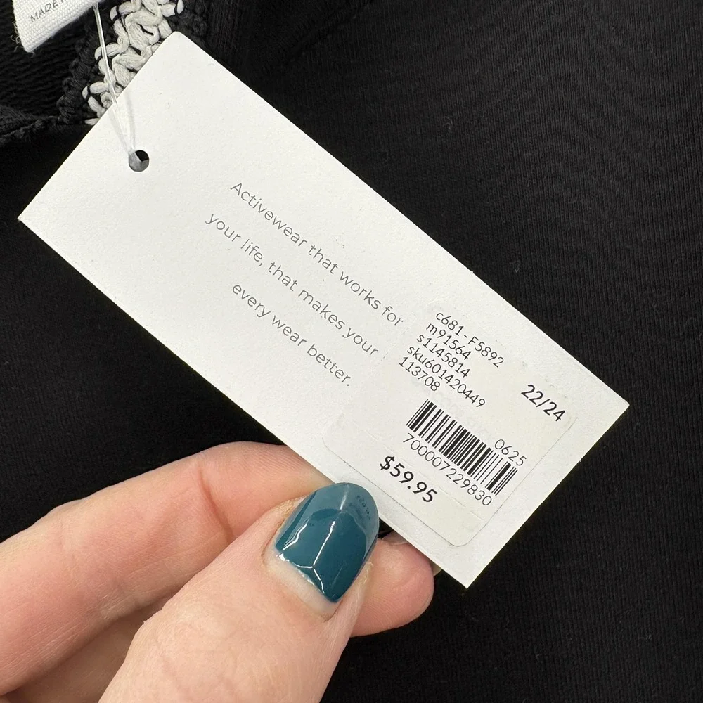 LIVI Lane Bryant Black Short-Sleeve Hooded Sweatshirt with White Trim, like NEW! - Picture 5 of 12